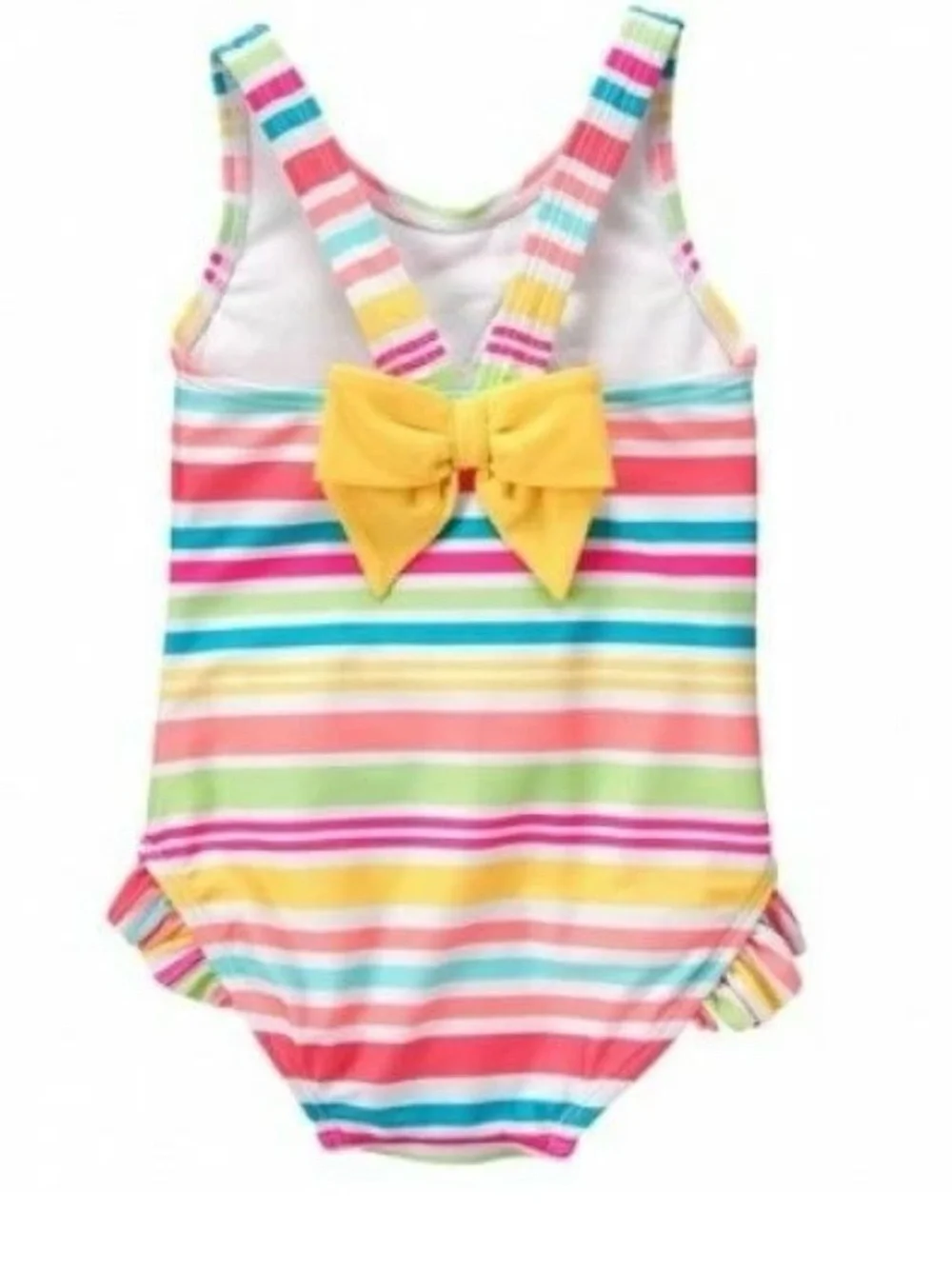 GYMBOREE Girls 3T Kids Striped Lemon One-Piece Swimsuit - Multicolor